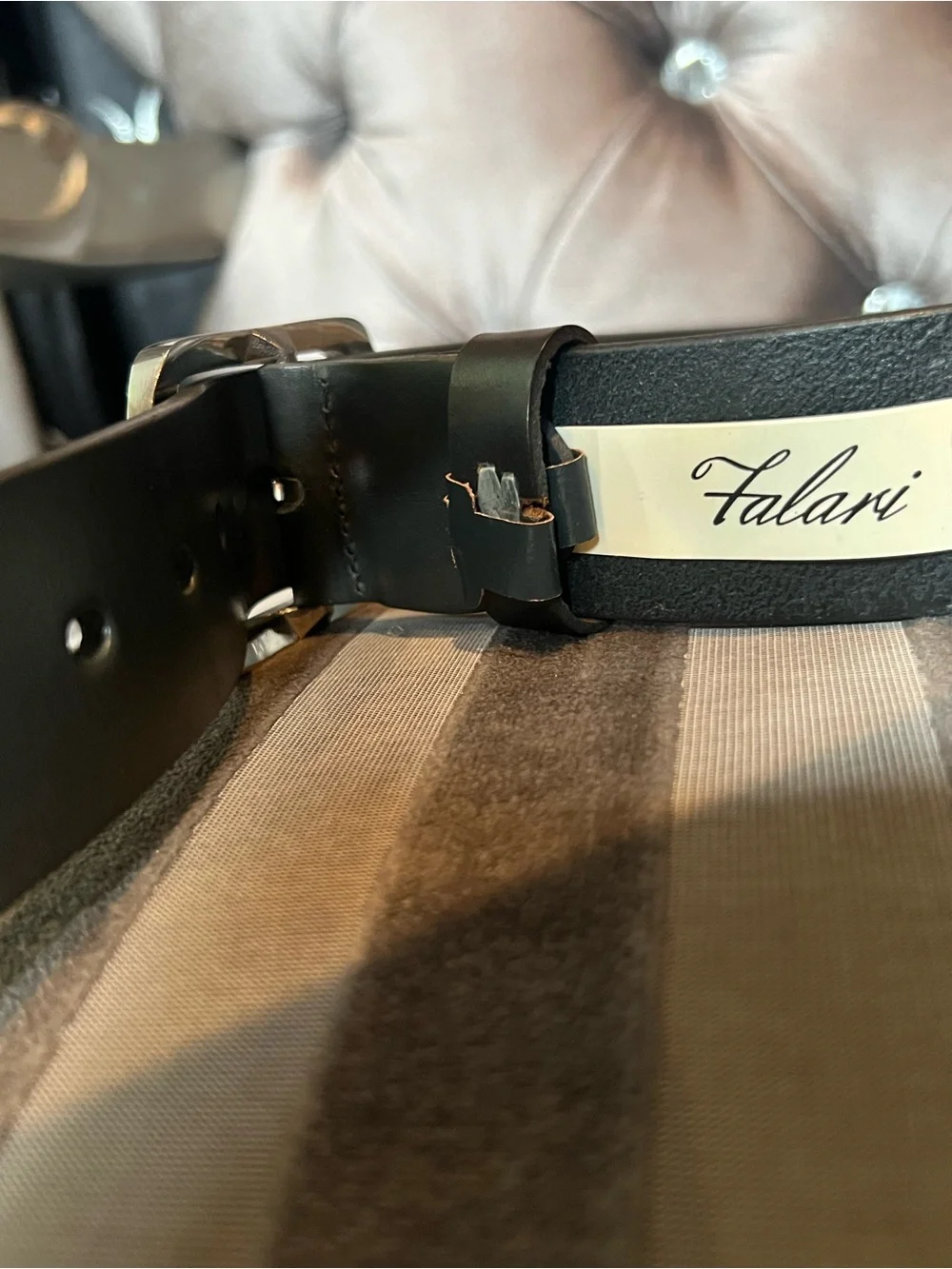 🖤 Classic Falari Black Leather Belt with Silver Buckle ✨